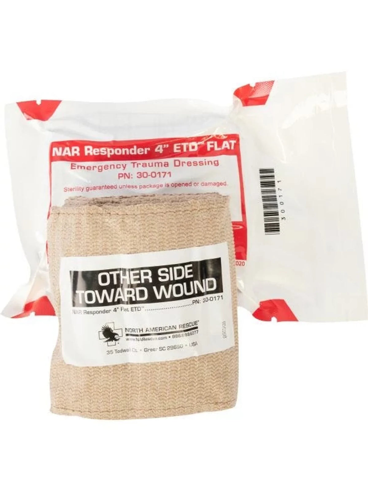 North American Rescue™ Dressing, Responder Emergency Trauma - 4" Flat By North American Rescue™