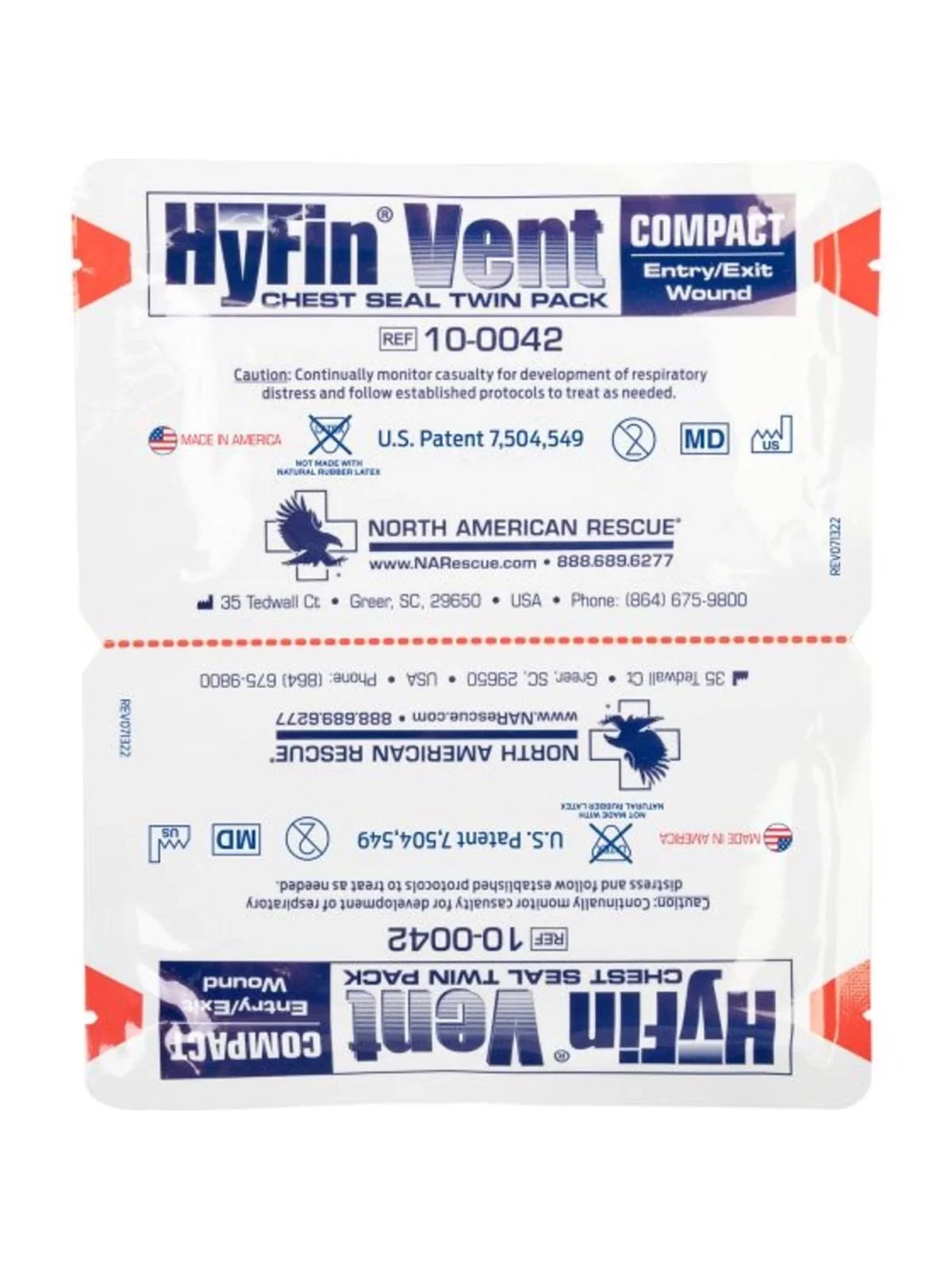 North American Rescue™ Dressing, Chest Seal - Hyfin Compact (Vented) Twin Pack By North American Rescue™